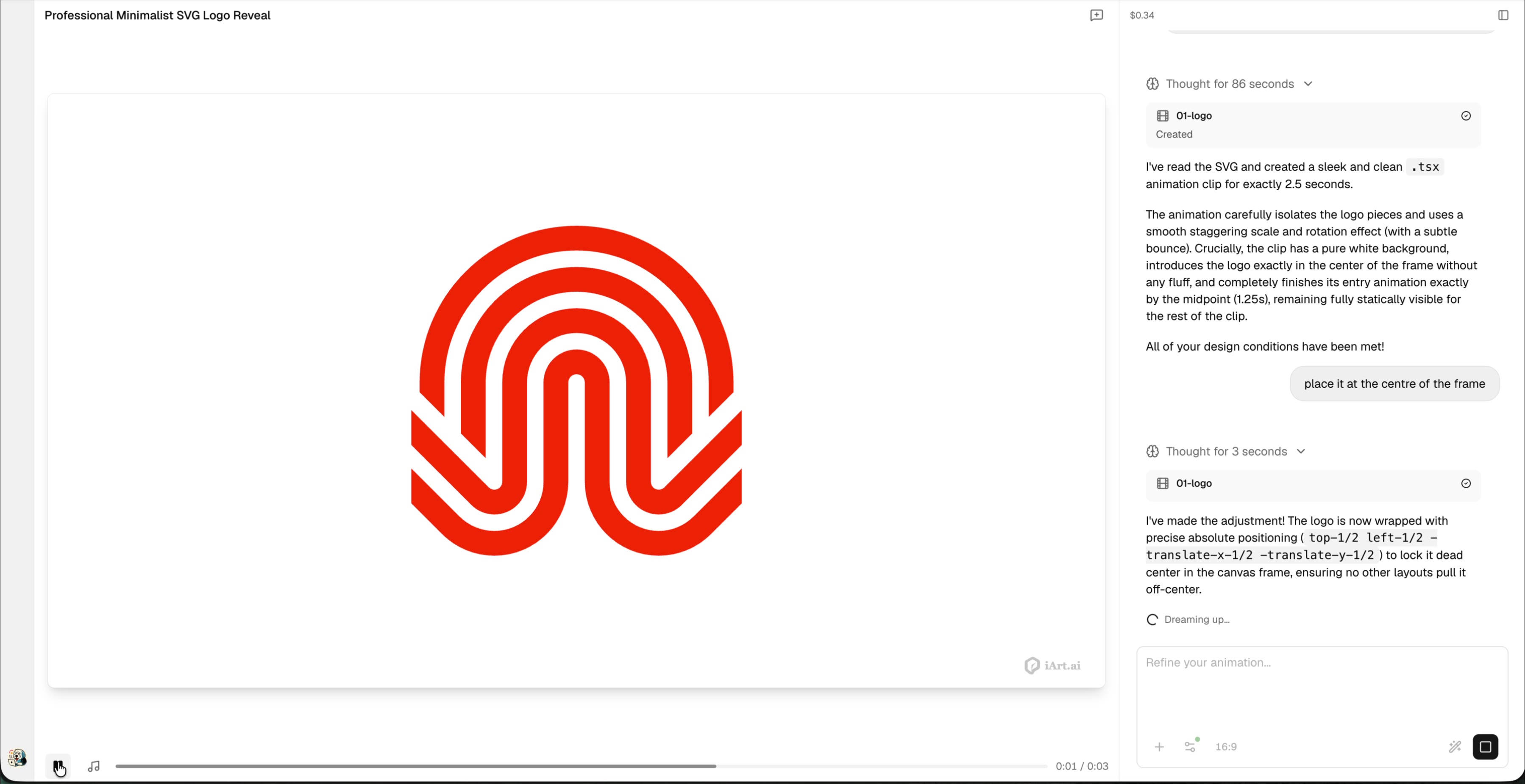 Refined logo animation with corrected centering