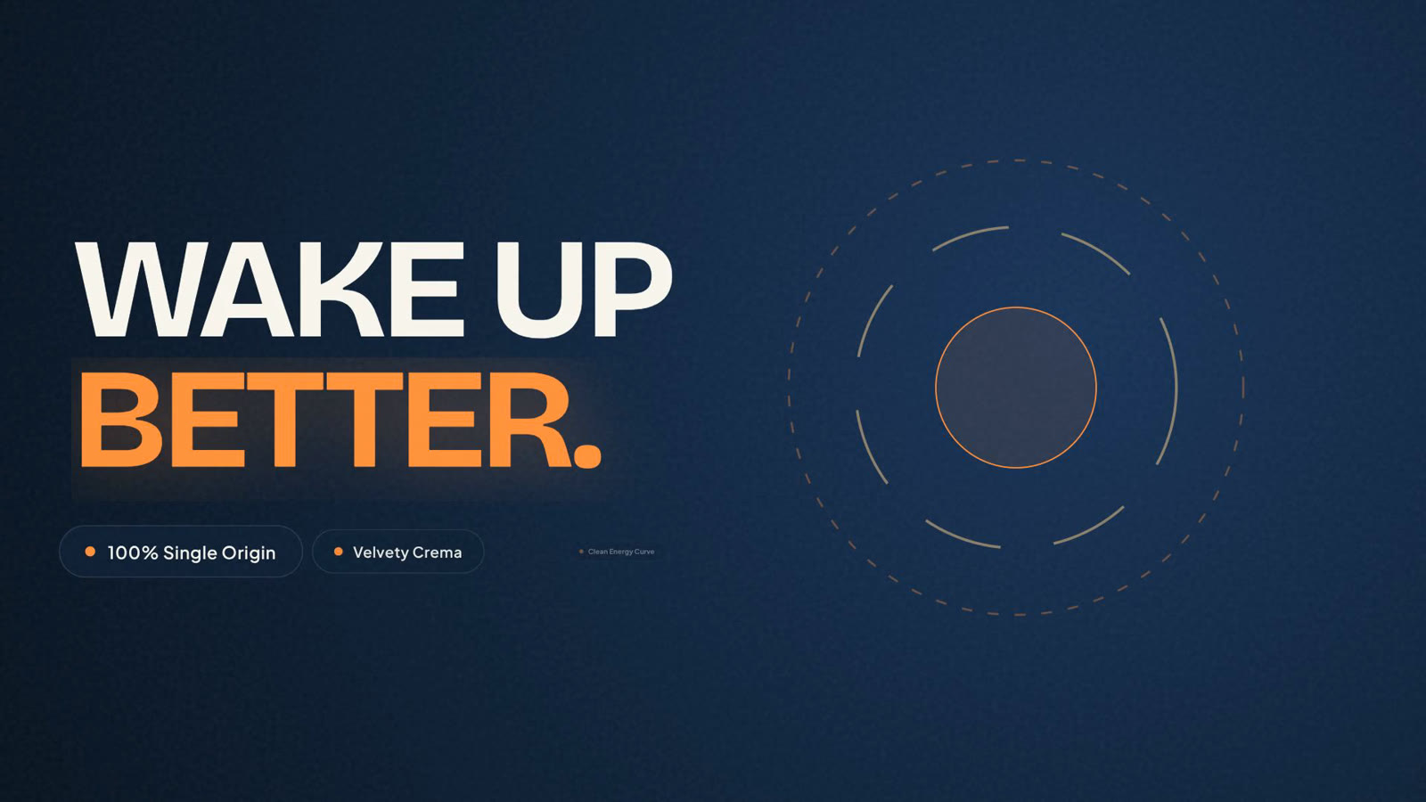 iArt が完成させた Nimbus Coffee プロモのフレーム：ブランドカラーそのままの力強い「Wake up better.」タイポグラフィ